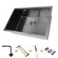 Комплект чорної кухонної мийки та змішувача з нержавіючої сталі NB-6845