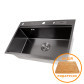 Чорна мийка для кухні з нержавійки з PVD покриттям багатофункціональна Nett NB-7048