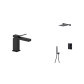 Комплект смесителя на раковину и душевой системы с термостатом черного цвета Nett UB-51 + TSB-473