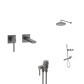 Комплект графітової душової системи прихованого монтажу, змішувача для умивальника та гігієнічного душу Nett QGr-22 + TSGr-99 + Gappo G7206-9