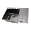 Чорна кухонна мийка з нержавійки з вбудованим смітником Nett NBM-7047 фото №7