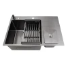 Чорна кухонна мийка з нержавійки з вбудованим смітником Nett NBM-7047 фото №5