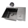 Чорна кухонна мийка з нержавійки з вбудованим смітником Nett NBM-7047 фото №2