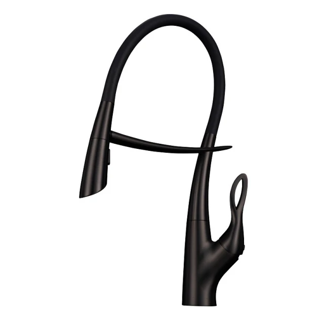Чорний змішувач для кухні з гнучким виливом Nett SWB-52 фото