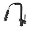 Змішувач чорний для кухні з висувним виливом Nett FBL-34 фото №7