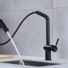 Чорний змішувач для кухні з висувним виливом Nett FBB-44 фото №3