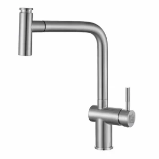 Нержавіючий змішувач для кухні з висувним виливом Nett FBS-44 фото