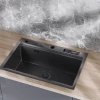 Черная мойка для кухни из нержавейки с PVD покрытием мультифункциональная Nett NB-7048 фото №11