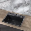 Мийка для кухні чорна з нержавійки з PVD покриттям багатофункціональна Nett NB-5747 фото №6