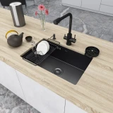 Черная мойка для кухни из нержавейки с PVD покрытием Nett NB-6845