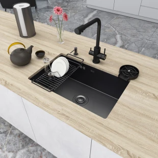 Чорна мийка для кухні з нержавійки з PVD покриттям Nett NB-6845 фото