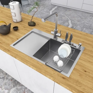 Кухонна мийка з нержавіючої сталі з лівим крилом накладна Nett NS-7848(L) фото