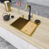 Золотая мойка под столешницу из нержавейки кухонная станция Nett NG-5742 фото №3