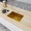 Золотая мойка под столешницу из нержавейки кухонная станция Nett NG-5742 фото №4