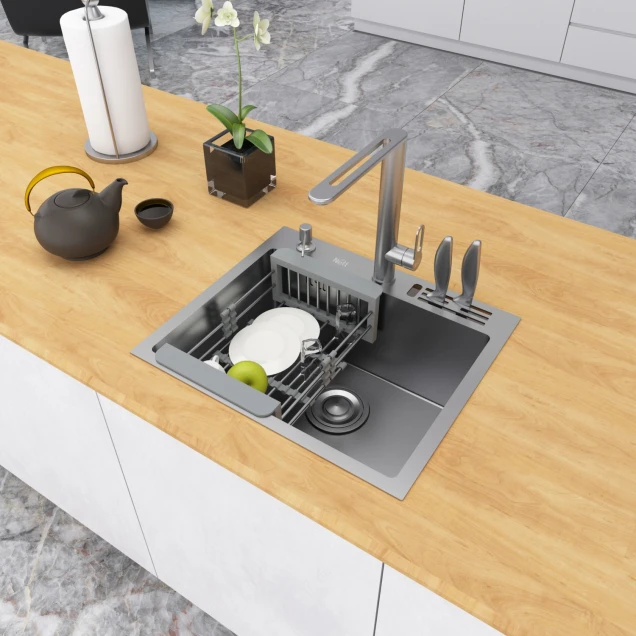 Накладная мойка для кухни из нержавейки 45 см Nett NS-5245 фото