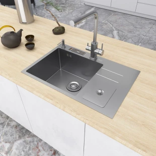 Кухонная мойка из нержавеющей стали со встроенной мусоркой Nett NSM-7047 фото