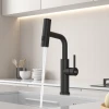 Смеситель на кухню водопад с выдвижной лейкой черный Nett LB-35 фото №4