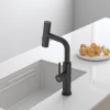 Смеситель на кухню водопад с выдвижной лейкой черный Nett LB-35 фото №7