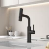 Смеситель на кухню водопад с выдвижной лейкой черный Nett LB-35 фото №9