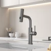Смеситель на кухню водопад с выдвижной лейкой графит Nett LGr-35 фото №9