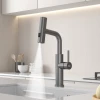 Смеситель на кухню водопад с выдвижной лейкой графит Nett LGr-35 фото №4