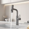 Смеситель на кухню водопад с выдвижной лейкой графит Nett LGr-35 фото №3