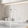 Змішувач на кухню водоспад з висувною лійкою білий Nett LW-35 фото №4