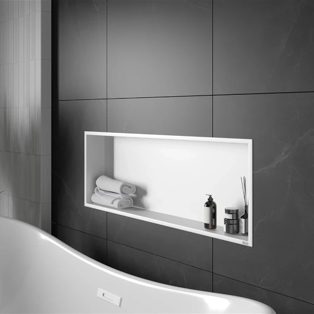 Полиця до ванної вбудована горизонтальна 70 см біла Nett YW-70 фото