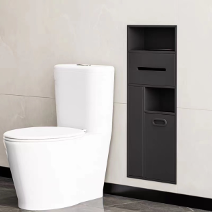 Полиця до туалета металева вбудована чорна Nett TBP-70 фото