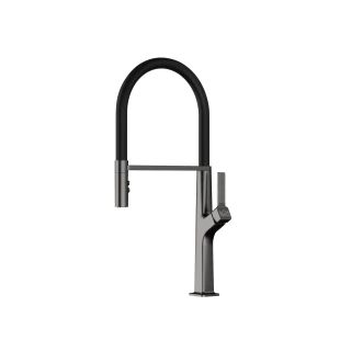 Смеситель для кухни с гибким изливом графитовый Nett GG-56 фото