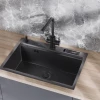 Чорна кухонна мийка з нержавійки 1.5 мм багатофункціональна Nett NB-7048 фото №3
