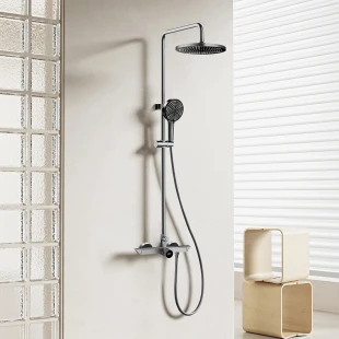 Душевая система наружного монтажа для душа графитовая Nett WGr-19 фото