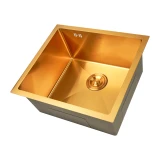 Золотая мойка для кухни с нержавеющим декором под столешницу Nett NGS-5045