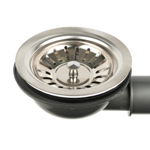 Сифон для мийки на кухню з нержавійки з переливом та підключенням до посудомийки DMS-110 фото