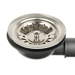 Сифон для мийки на кухню з нержавійки з переливом та підключенням до посудомийки DMS-110 фото