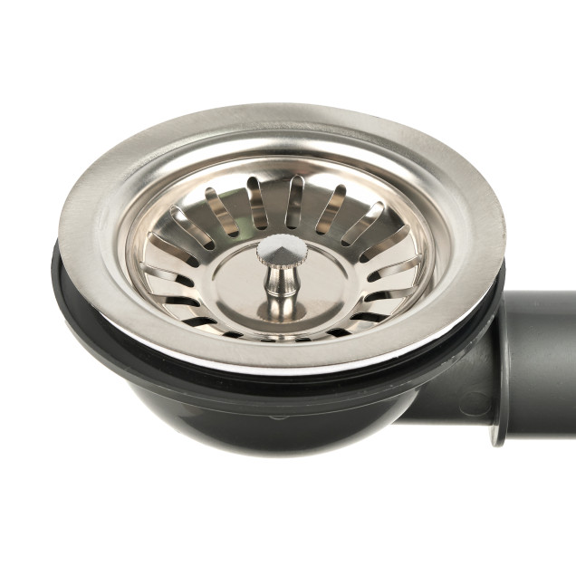 Сифон для мийки на кухню з нержавійки з переливом та підключенням до посудомийки DMS-110 фото