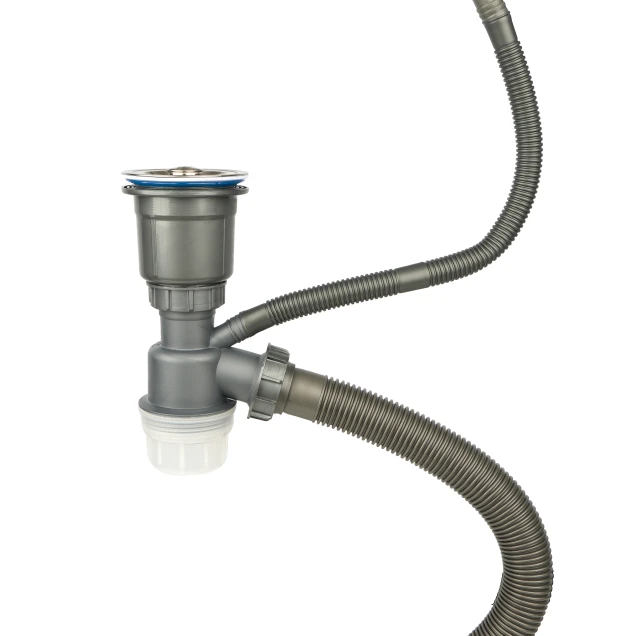 Сифон для мийки на кухню з нержавійки з переливом колбою DKS-99 фото