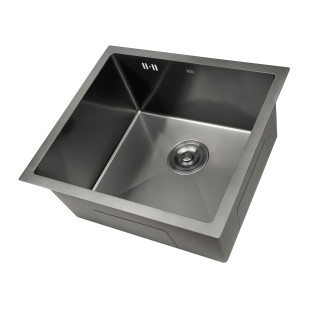 Чорна мийка для кухні с декором нержавіюча під стільницю Nett NВS-5045 фото