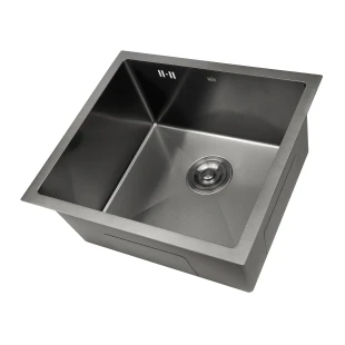 Черная мойка для кухни с декором нержавеющая под столешницу Nett NВS-5045 фото