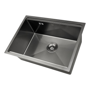 Мийка для кухні чорна під стільницю декорована з PVD покриттям Nett NBS-5742 фото