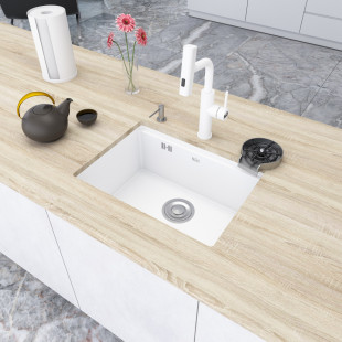 Кухонна мийка біла під стільницю 1.5 мм з нержавіючої сталі Nett NW-5742 фото