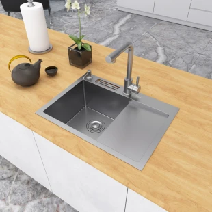 Уцінена накладна кухонна мийка з правим крилом Nett NS-6045(R) фото