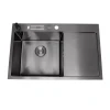 Уцінена чорна раковина на кухню з правим крилом Nett NB-7848(R) фото №7