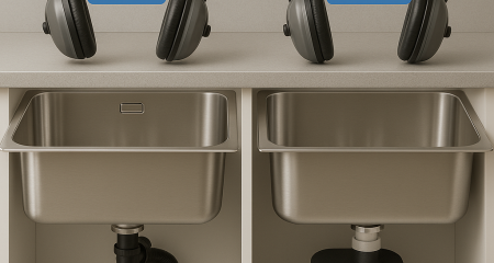 Разница в шумоизоляции в мойках из нержавеющей стали толщиной 1 мм и 1.5 мм