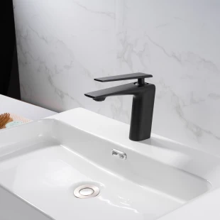 Черный кран для умывальника Nett ZB-33 фото