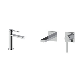 Комплект змішувачів хром на раковину з нержавіючої сталі Nett VH-22 + QH-22 фото