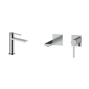 Комплект змішувачів хром на раковину з нержавіючої сталі Nett VH-22 + QH-22 фото