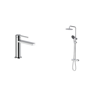 Комплект душова система та змішувач хром Nett VH-22 + SSH-24 фото