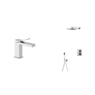 Комплект хромований кран для умивальника та душова система Nett UH-51 + TSH-473 фото