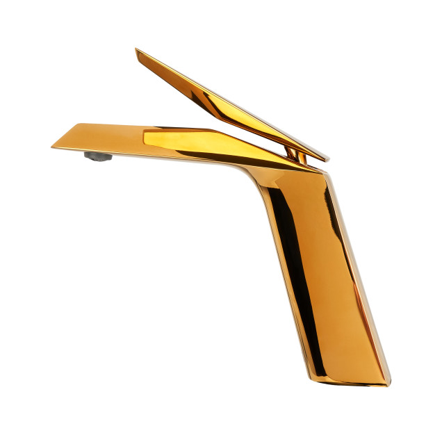 Глянцевий золотий змішувач на умивальник Nett DRG-66 фото